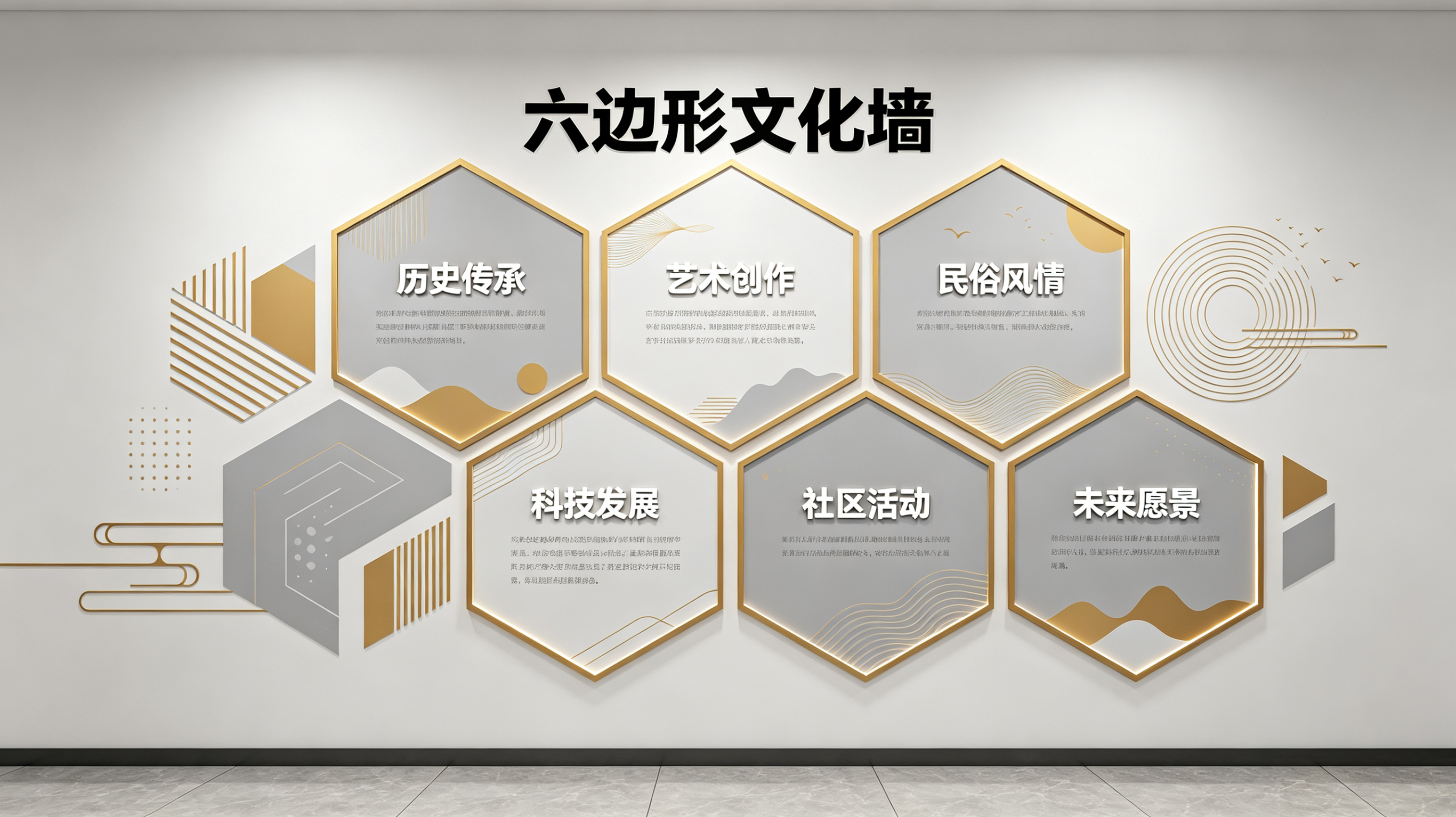  昆山企业文化墙 | 六边形信息美学